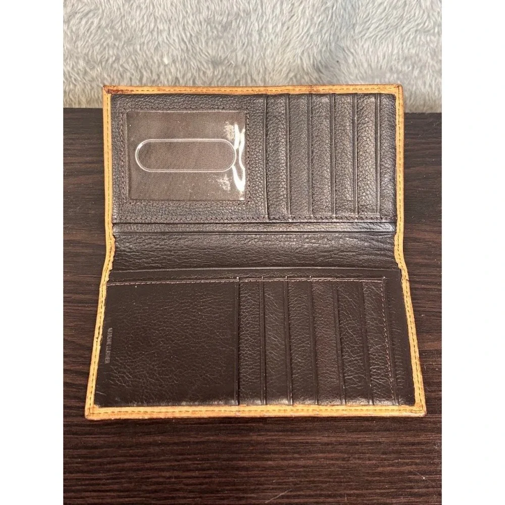 Nocona Leather Mens Tan Distressed Rodeo Wallet Western Checkbook Cover Bifold